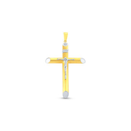 Prívesok zo žltého a bieleho zlata v tvare kríža