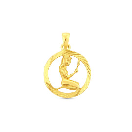Prívesok zo žltého zlata v tvare kruhu znamenie Panna