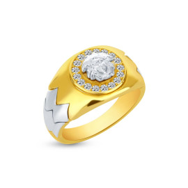 Pánsky prsteň zo žltého a bieleho zlata so zirkónmi s motívom hlavy Medúzy