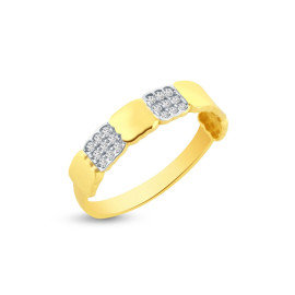 Prsteň zo žltého zlata so zirkónmi a štvorcovým motívom