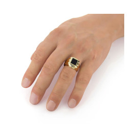 Pánsky prsteň zo žltého zlata s ónyxom