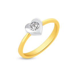 Prsteň zo žltého a bieleho zlata so zirkónom v tvare srdiečka