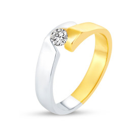 Zásnubný prsteň zo žltého a bieleho zlata so zirkónom