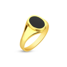 Pánsky prsteň zo žltého zlata s ónyxom v tvare oválu