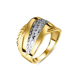 Prsteň zo žltého a bieleho zlata s diamantovým výbrusom - Serenella