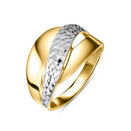 Prsteň zo žltého a bieleho zlata s diamantovým výbrusom - Ondine