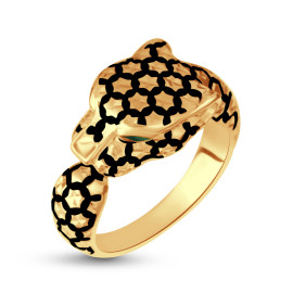 Prsteň zo žltého zlata v motíve leoparda