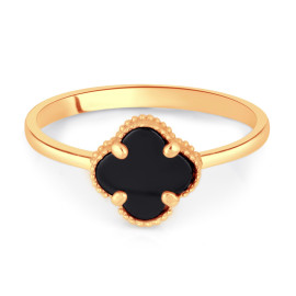 Prsteň zo žltého zlata v tvare štvorlístka s ónyxom 3