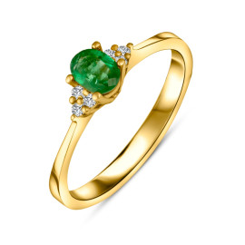 Diamantový prsteň zo žltého zlata so smaragdom - Mirabelle