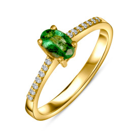 Diamantový zásnubný prsteň zo žltého zlata so smaragdom - Thalia