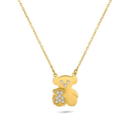 Diamantový náhrdelník zo žltého zlata v tvare medvedíka - Amaranta