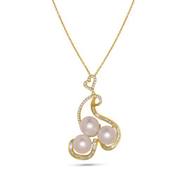 Diamantový náhrdelník z ružového zlata s perlami - Marceline