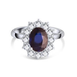Diamantový prsteň z bieleho zlata so zafírmi - Lyra