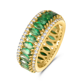 Diamantový prsteň zo žltého zlata so smaragdom - Evadne