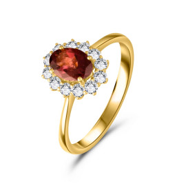 Diamantový prsteň zo žltého zlata s turmalínom - Ondina