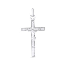 Prívesok z bieleho zlata s náboženským motívom v tvare krížika - Laura 