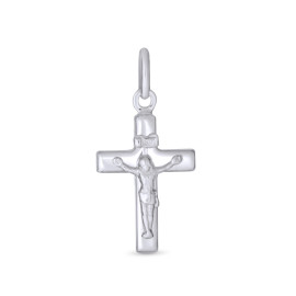 Prívesok z bieleho zlata s náboženským motívom v tvare krížika - Laurence 