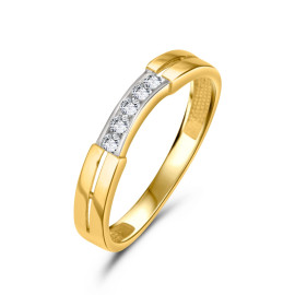 Prsteň zo žltého zlata so zirkónmi - Maeva 