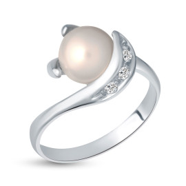 Prsteň z bieleho zlata s bielou perlou