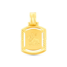 Prívesok zo žltého zlata v tvare platničky znamenie Lev