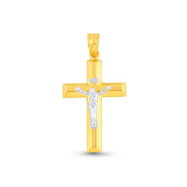 Prívesok kríž zo žltého a bieleho zlata