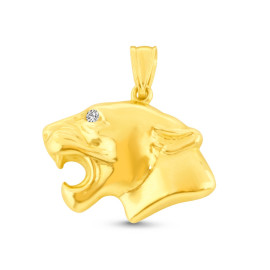 Prívesok zo žltého zlata so zirkónmi v tvare hlave pumy