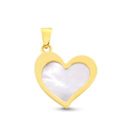 Prívesok zo žltého zlata s perleťou v tvare srdca