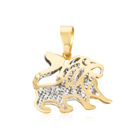 Prívesok zo žltého a bieleho zlata v tvare leva s diamantovým výbrusom