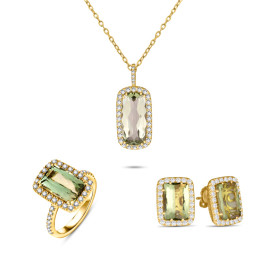 Set diamantových šperkov s olivínom - Oriana