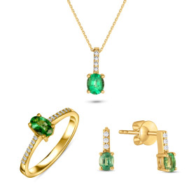 Diamantový set šperkov so smaragdom - Azalea