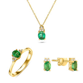 Diamantový set šperkov so smaragdom - Thessaly