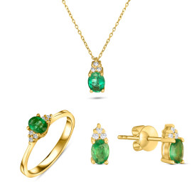 Diamantový set šperkov so smaragdom - Thalia