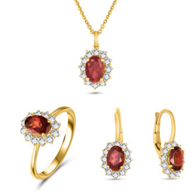 Diamantový set šperkov zo žltého zlata s turmalínom - Verity