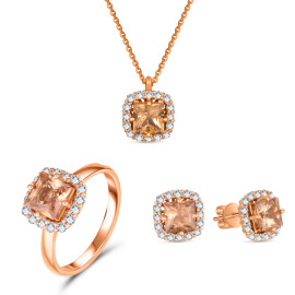 Diamantový set šperkov z ružového zlata s turmalínom - Yessamina