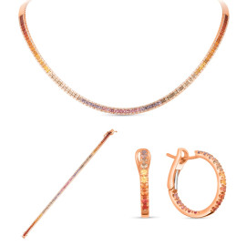 Diamantový set šperkov z ružového zlata so zafírmi - Azuria