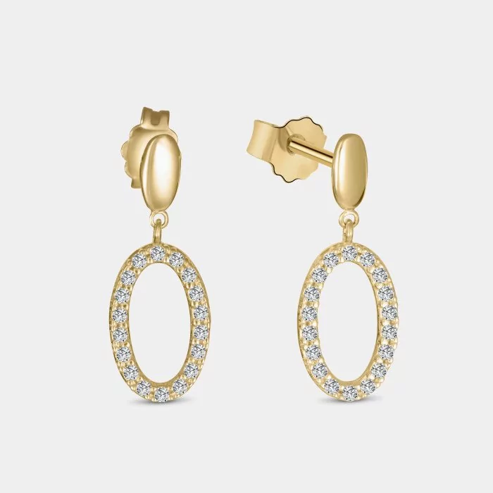 Zlaté visiace náušnice so zirkónmi - Melany