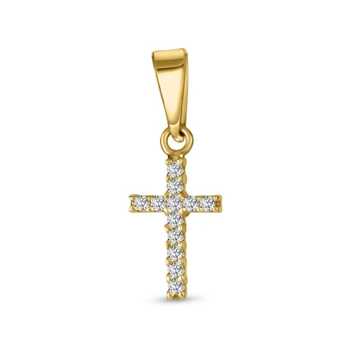 Prívesok zo žltého zlata krížik so zirkónmi - Ariadne