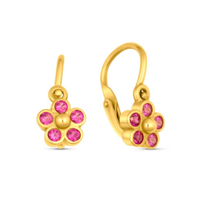 Detské náušnice zo žltého zlata v tvare kvetinky - Aubrey