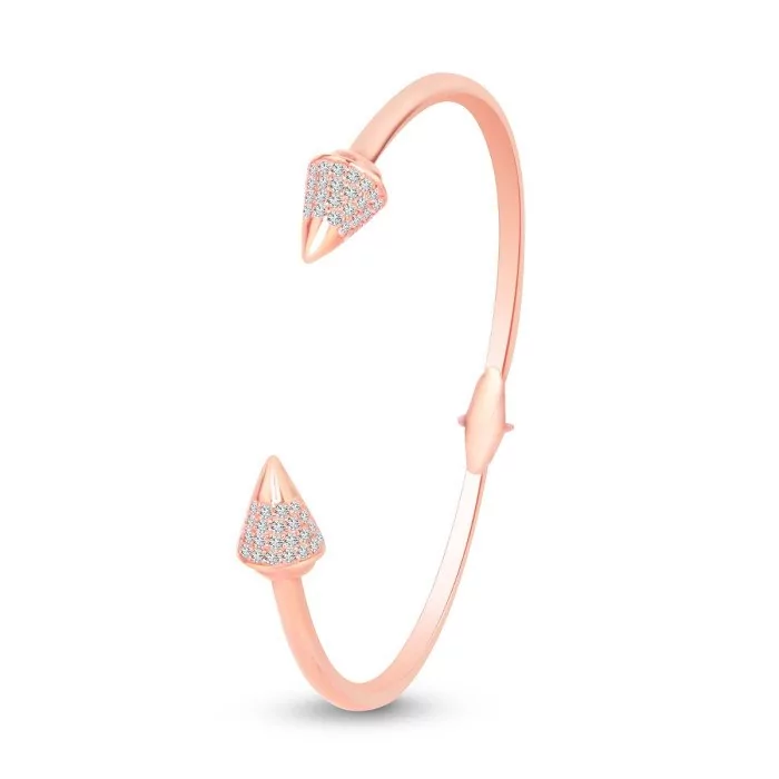 Pevný náramok z ružového zlata so zirkónmi