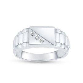 Pánsky prsteň z bieleho zlata so zirkónmi