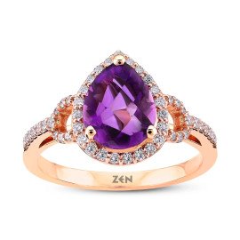 Prsteň s ametystom a diamantmi - Romina