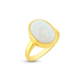 Prsteň zo žltého zlata s opálom 