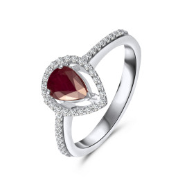 Prsteň z 18k bieleho zlata s rubínom a diamantmi - Laney