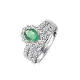 Diamantový prsteň so smaragdom z 18k bieleho zlata