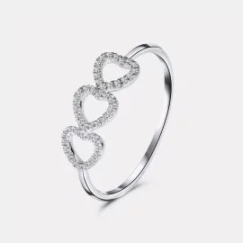 Zlatý prsteň diamantové srdcia z 18k bieleho zlata