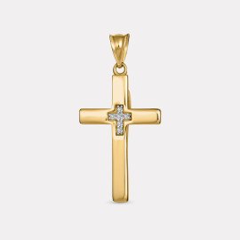 Prívesok zo žltého zlata krížik so zirkónom - Jaylani