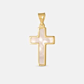 Prívesok zo žltého zlata krížik s perleťou - Kaliyah
