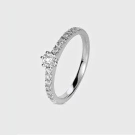 Zásnubný prsteň z bieleho zlata s diamantmi - Indie