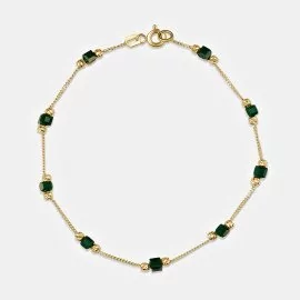 Náramok zo žltého zlata so simulovaným malachitom - Mckenna