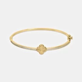 Pevný náramok so štvorlístkom a zirkónmi - Zuri